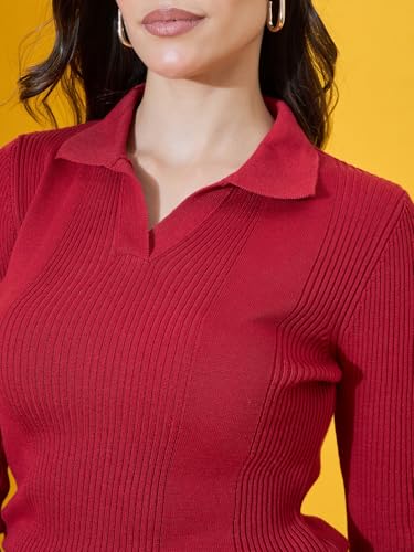 Image of 98 Degree North Women Spread Collar Sweater-G1577-BLACK