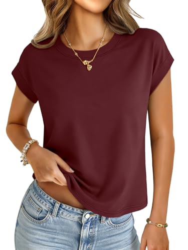 Image of UNCLECAT Womens Crop Tops Loose Fit Cap Short Sleeve Summer Tee