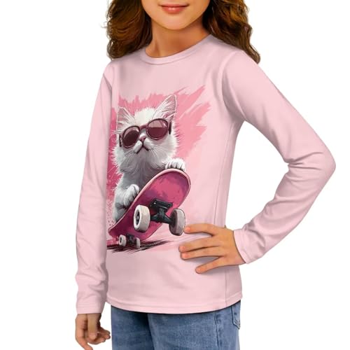Image of Girls Long Sleeve T Shirt Cute Cartoon Crewneck Shirt for Kids 3-16Y Fall Winter Clothes