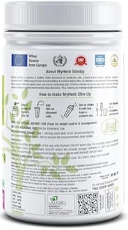 MYHERB Slim Up Meal Replacement Shake With 16 Natural Herbal Blend (Ayurvedic Formula) For Weight Control&Management-13.5g Protein-23 Vitamins For Men&Women (Strawberry Milk Shake, 500 gm)