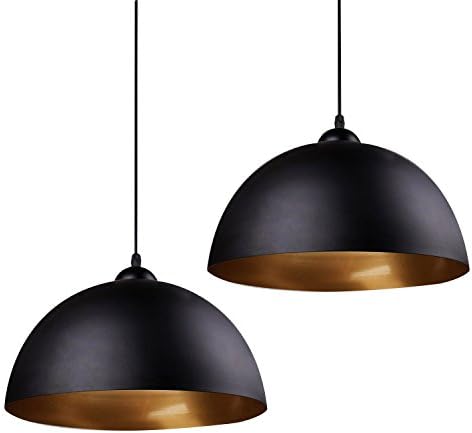 YIKEGE LICHT 2X Modern Industrial Metal Ceiling Pendant Light - Minimalist Ecopower Hanging Lighting 11.81in Wide Fixture Edison Light for Kitchen Dining Room Barn Loft - Black