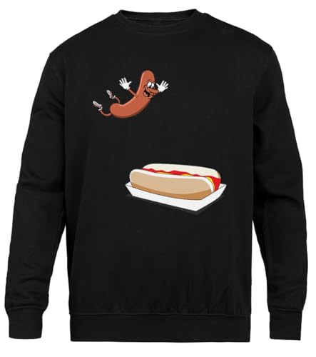 Pull ras du cou unisexe noir confortable style streetwear avec hot dog