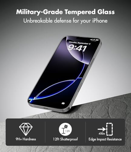 Image of Beizun Screen Protector for iPhone 16 Pro Max, Edge-to-Edge Protection, Easy Install, Case Friendly, 99% HD Clarity, 9H Tempered Glass, Anti-Scratch, Anti-Fingerprint, 3-Pack