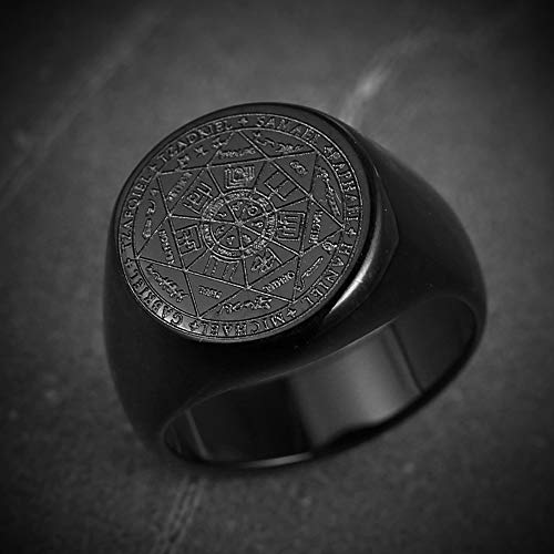 Gargantilha de aço inoxidável com selo dos sete arcanjos da HZMAN Preto