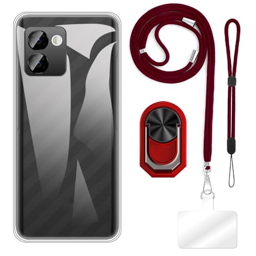 ESACMOT [4 in 1] �P�[�X Doogee N50S �Ƃ̌݊�������A�X�g���b�v�A���X�g�o���h�A�����O�t���A�ϏՌ��ی�J�o�[���s�p�Z�b�g (�N���A�P�[�X + ���b�h�Z�b�g)