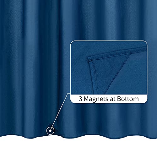 Image of ALYVIA SPRING Waterproof Fabric Shower Curtain Liner - Soft & Light-Weight Cloth Shower Liner, 3 Bottom Magnets, Hotel Quality & Machine Washable - Standard Size 72x72, Navy Blue