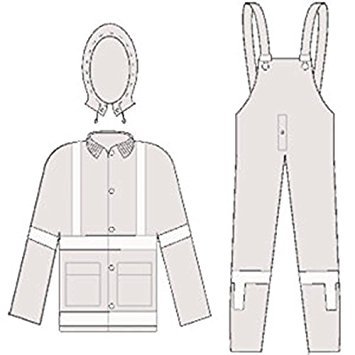 MCR Safety 2083SRL Luminator Class 3 PVC/Polyester 3-Peice Suit with Detachable Hood and 3M Reflective Material, Fluorescent Lime, Large