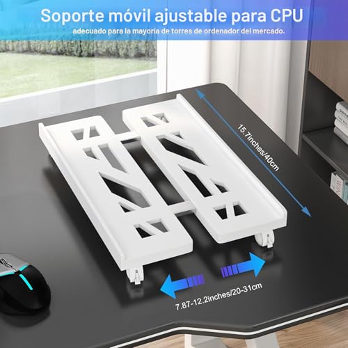 Miniatura 2 de Soporte Para Cpu Para Pc, Soporte De Torre De Ordenador De Escritorio, Soporte Ajustable Para Cpus, Soportes Para Pc Móvil Con Ruedas Giratorias Con Bloqueo, Carro De Cpu Debajo Del Escritorio Blanco