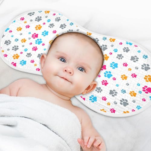 Playful Paws Pattern Muslin Baby Burp Cloths - Super Absorbent and Soft Burping Rags - Cotton Burp Clothes Set for Boys and Girls, 1 Pack4