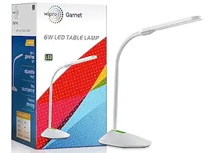 Wipro Garnet 6W LED Table Lamp, with 3 Grade Dimming, Flexible Gooseneck Design | 3 in 1 Color Changing (Cool Day Light/Neutral White/Warm White) | LED Portable Desk Lamp for Study (Pack Of 1)