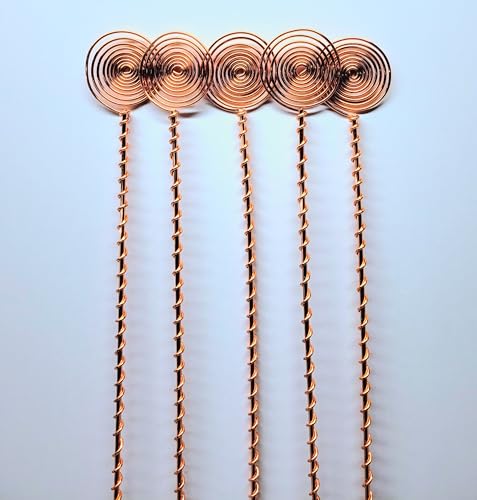 Electroculture Grows 24 Long Sun Spiral Top. Solid Copper Forever Stake. Electroculture Plant Stakes Pack of 5 - Wrapped with Pure Solid Copper