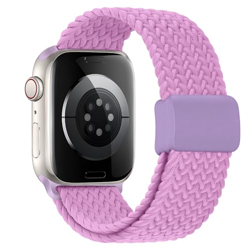 Magnetic Braided Band Compatible with Kids Apple Watch Band 38mm 40mm 41mm 42mm 44mm 45mm 46mm Stretchy Nylon Solo Loop for iWatch Series 11 10 9 8 7 6 5 4 3 2 1 SE3 SE2 SE1 Girls Boys Small Wrists