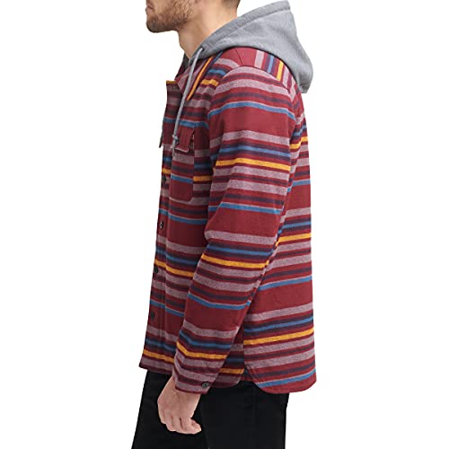 Image of Levi's mens Plaid Sherpa Lined Hooded Shirt Jacket (Regular & Big & Tall Sizes)