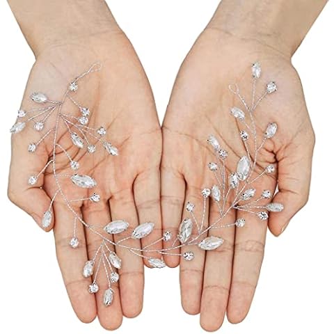 1 Stück Haarschmuck für Bräute Hochzeits-Haarschmuck silberfarben Haaraccessoire mit Perlen Brautschmuck Haarband für Damen und Mädchen Cover