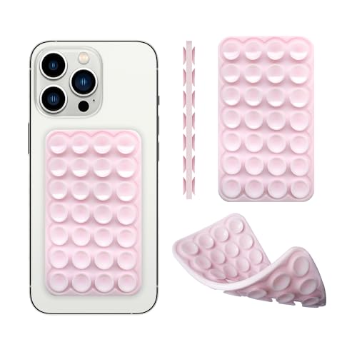 DreamsLink.LC - Silicone Double-Sided Suction Cup Phone Case Detachable Mount, Fidget Sticky Phone Grip Hands-Free Phone Accessories for Selfies & Videos, Trending TikTok Items for iPhone & Android(Baby Pink, Small)