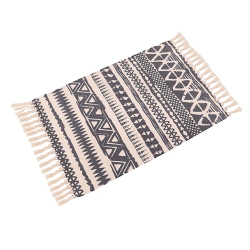 Zerodeko 1 Pieza Alfombra étnica de algodón Alfombra Dormitorio alfombras Dormitorio Fast Drying Mat decoración Estera tapete Antideslizante Almohadilla para el pie Sabana de Algodon Grey