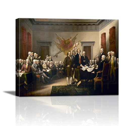 hottaacanvas Declaration of Independence Poster John Trumbull Signing Historic American Document Canvas Wall Art | Founding Fathers Patriotic Decor Print for Home & Office