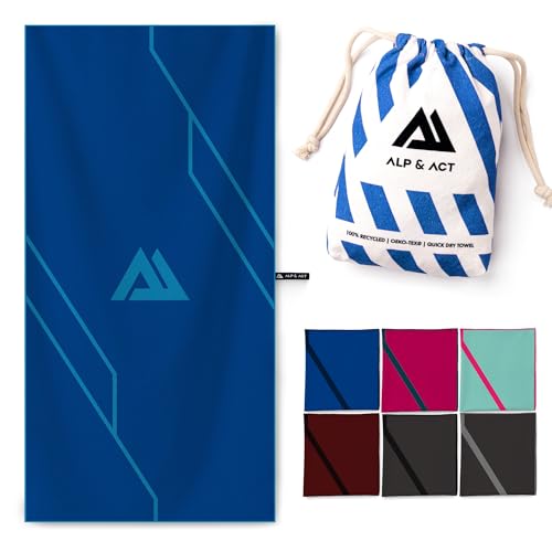 ALP & ACT Mikrofaser Handtuch für Fitness & Sport - 100% Recycelt - EXTRA KOMPAKT & saugfähig - Sporthandtuch für Gym, Yoga, als Saunahandtuch - Microfaser Handtücher & Fitnesshandtuch - blau, 140x70