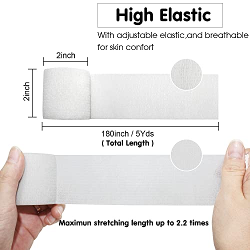COMOmed Self Adherent Cohesive Bandage 2" x5 Yards First Aid Bandages Stretch Sport Athletic Wrap Vet Tape for Wrist Ankle Sprain and Swelling,White(24 Rolls)