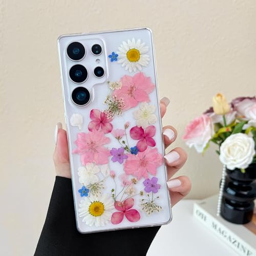 Housse Samsung S25 Ultra transparente fleurie rigide anti-choc