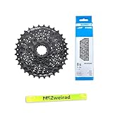 INHALT- In dem Verschleiß Set enthalten ist 1x Shimano Kassette 8-Fach Modell: CS-HG31, 1x die passende Shimano Kette 6/7/8-Fach Modell: CNHG40 (116 Glieder) und 1x MSZweirad Reflexband.