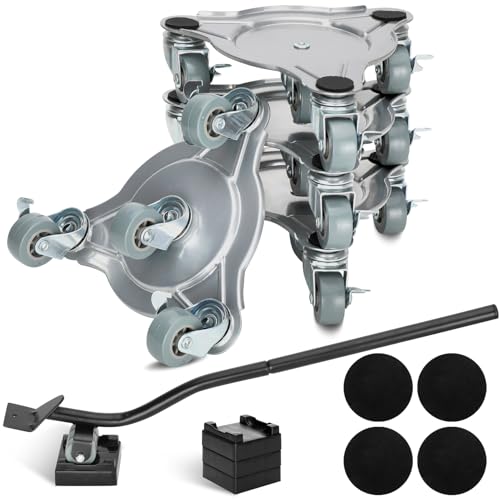 4 Pack Furniture Movers, Mover Dolly with 4 Wheels, 360° Rotation Wheels Furniture Dolly, Steel Tripod Structure, 3 Wheels Have Brakes for Better Control of Movement, 2800 Lbs Load Capacity