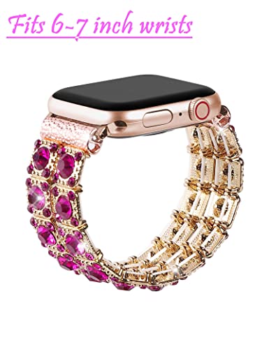 Ftwind Apple Watch Band Women Charm Compatible Iphone 38/44/42/40Mm Beaded Bling Diamond Fashion Jewelry Designer Replacement Iwatch Strap Series (38, Red) #TOP1