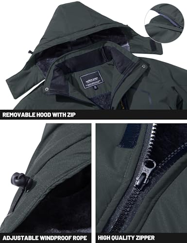 Image of TACVASEN Men's Winter Skiing Jackets Water Resistant Fleece Coats Insulated Thermal Snowboard Jacket Parka Raincoat with Hood
