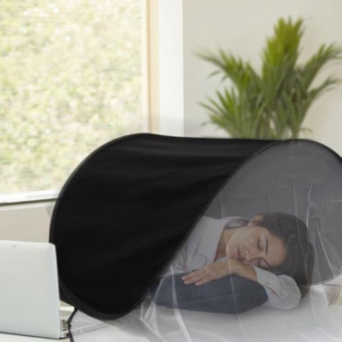 Cama portátil con capucha plegable para dormir y protector de luz en camping 4