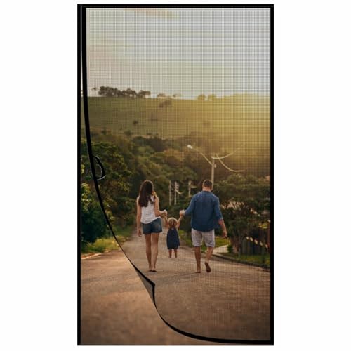 Moustiquaire Fenêtre, W95xH225cm Noir Filet Anti-Insectes Adhésif sans Perçage Toile Moustiquaire Fine Moustiquaire Anti-Mouche Anti-Moustiques