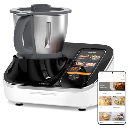 TOKIT Omni Cook Robot 21-in-1 Food Processor 7'' Touch Screen Ricette guidate Pre-pulizia, tritatutto, spremiagrumi, frullatore, frullatore, pesa, cottura a vapore, tritatura del ghiaccio