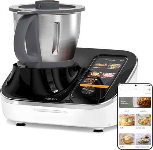 TOKIT Omni Cook C2 Roboter All-in-1 Küchenmaschinen mit 21 Kochfunktionen Eingebauter 7'' Touchscreen Geführte Rezepte Vorreinigen, Zerkleinern, Entsaften,...