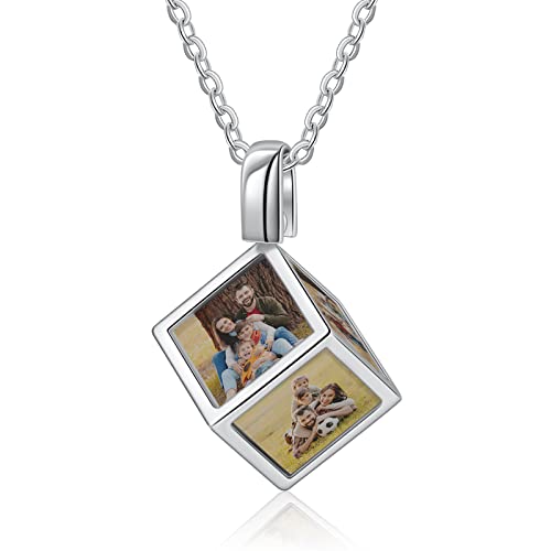 Gifterosity Personalized Photo Necklace for Women Six Sided Engraved Picture