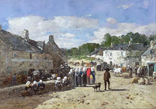 Tableau Toile décoration murale 60x90cm : affiche d'art aux filles d'Eugène Louis Boudin