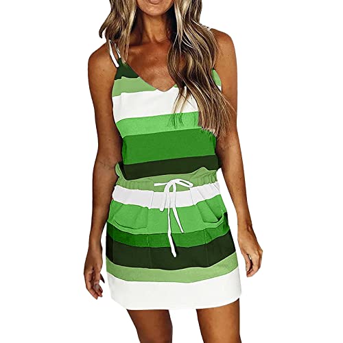 Robe de plage sans manches pour femmes mini robe d été dos nu à rayures style gilet