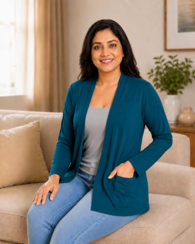 Image of In Love Women's Solid Open Front Shrug with Pockets