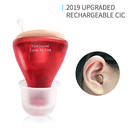 YorkSound Hearing Amplifiers Invisible Personal Sound Amplify Product Digital for Both Ears Rechargeable Hearing Amplifiers for Seniors and Adults (Red)