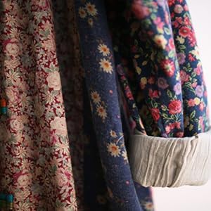 NFYM Women's Trench Coat Long Cotton Linen Floral Jacket Cottagecore Clothing Patchwork Outwear Each Piece Unique - Image 2