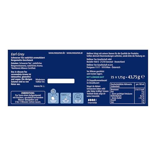 Foto von Meßmer Earl Grey | Feiner Schwarztee mit Bergamotte-Aroma | 25 Teebeutel | Harmonisch abgestimmt