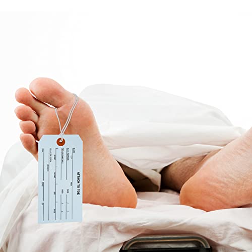 Smartsign Toe Identification Tag For Coroner And Funeral, 5.25" X 2.625" 13Pt Cardstock With Reinforced Hole, Pre-Strung - Pack Of 100 Tags #TOP5