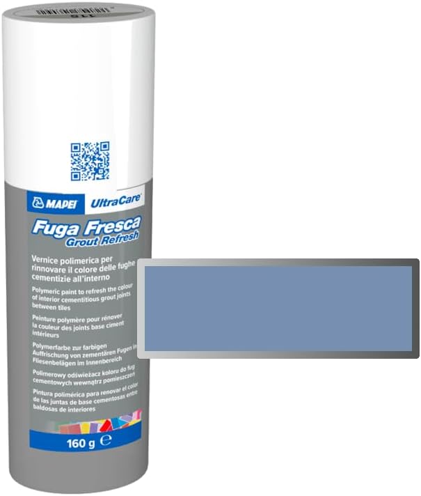 Mapei UltraCare Fuga Fresca 168 Cerúleo, Pintura Polimérica Para Renovar Juntas De Cemento En Interiores, Botella Dosificadora De 160 G