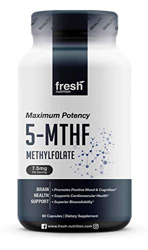 L Methylfolate 7.5mg â€“ DNA Verified for Maximum Potency â€“ Superior Bioavailability â€“ 5-MTHF Methyl Folate for Mood, Cognition, Immunity, Cardiovascular, Neurological, Reproductive, Detoxification (90)