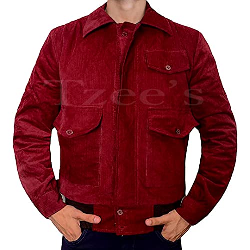 Tzee's Jack Torrance Jacket-Jack Nicholson Shining Jacket-Jack Torrance Maroon/Red Corduroy Fabric Bomber Jacket