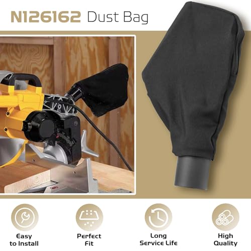 N126162 Dust Bag Compatible with Dewalt DW715 DW713 DW716 DW716XPS DWS782 DWS780 Miter Saw, Black Chop Saw Bag with Zipper - 1 Pack - Thumbnail 3