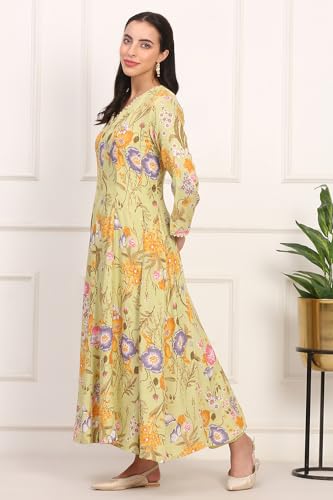 Image of W for Woman Orange Abstract Printed Tiered Spaghetti Kurta and Leggings Set with Dupatta