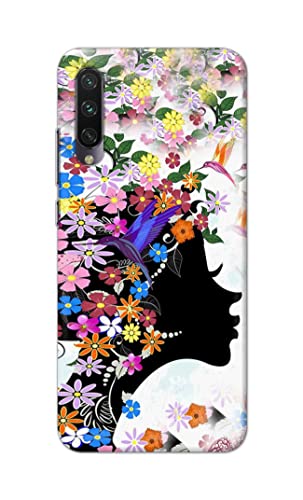 Image of Printed Hard Back Cover Case for Mi A3 Back Cover (Floral Hairstyle Girl) -1803