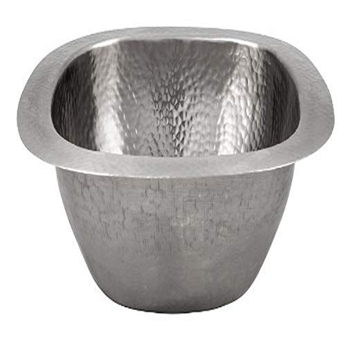 The Copper Factory CF154SN Solid Hand Hammered Copper 12.5-Inch by 12.5-Inch Small Square Bar/Prep Sink, Satin Nickel