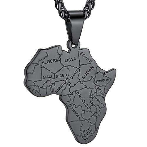 GoldChic - Map of Africa Necklaces, Black African Country Map Pendant Necklace for Men Women, Protection Jewelry Gifts for African Americans - -10%
