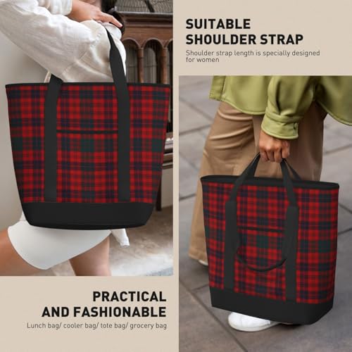 Ross - Red - Tartan - Clans Of Scotland Large Capacity Insulated Shopping Tote Bag – Keeps Food Cold/Hot For Hours, Ideal For Travel, Groceries & Outdoor Use 7