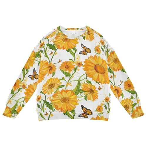 JUNZAN Rustic Calendula White Little Girls Pullover Hoodie Fleece Kids Hoodies Boys Party 4T